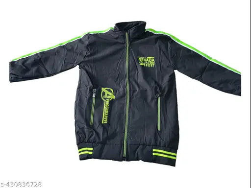 Black, cotton, bomber jacket with zip closure
