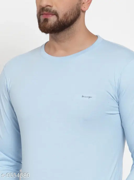Cotton blend, solid-colored UNICOPS full sleeve T-shirt - size L (chest 43in, length 28.5in), made in India