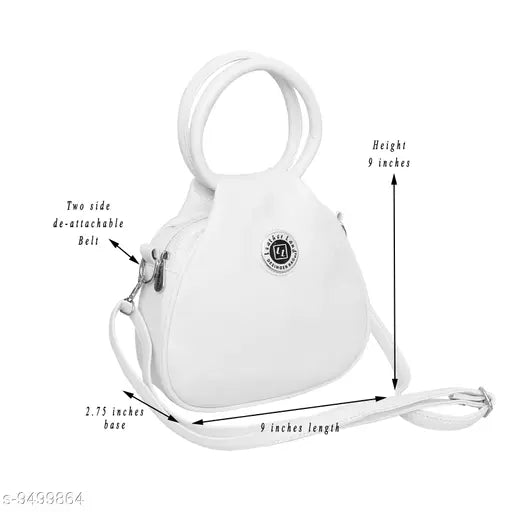 White leather sling bag with adjustable strap, 9cm width