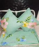 Glace cotton floral flat sheets set, superfine and durable for adult bedding, four pillow covers included