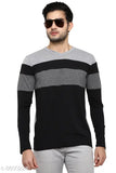 GENTINO V-neck cotton blend full sleeve T-shirt with printed net pattern, navy blue color, size S (Chest 38in, Length 25.5in), Indian origin