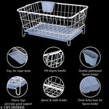 Stainless steel dish drainer rack, lime color, with tray and utensil drying stand, for kitchen sink counter top use