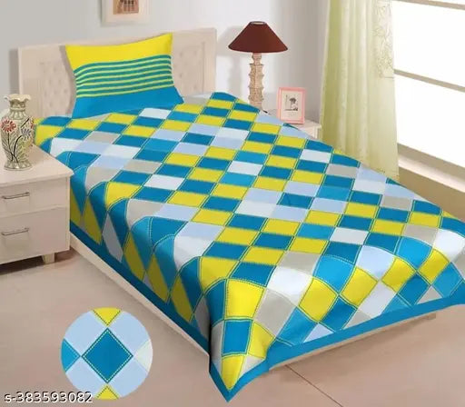 100% cotton, superfine checked flat sheets for summer - single size, ideal for adults