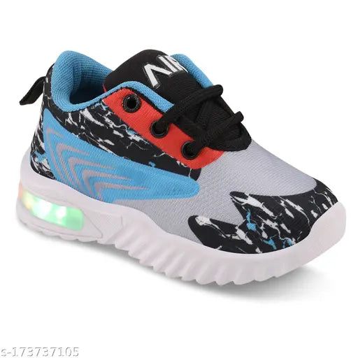 Boys sports shoes, trendy lace up running sneakers with multiple colors, comfortable design for active kids