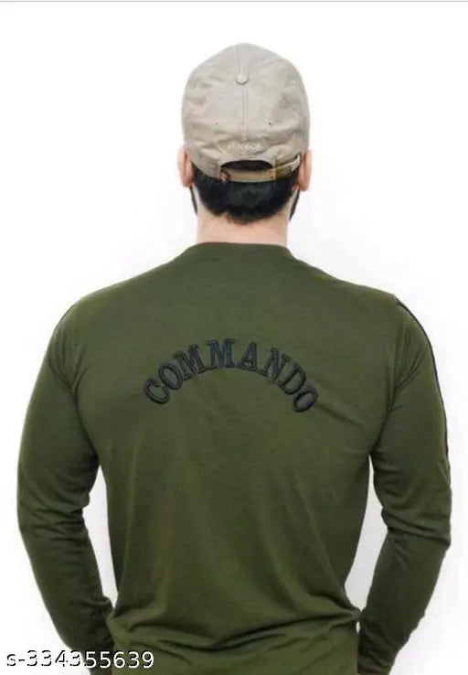 Striped polyester long sleeves, Commando T-shirt for men - Rugged style, Indian origin