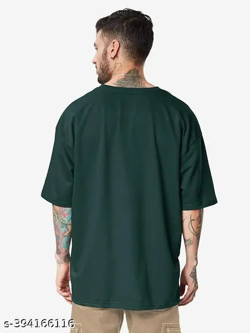 Large-print cotton blend gym t-shirt for men - oversize three-quarter sleeves design