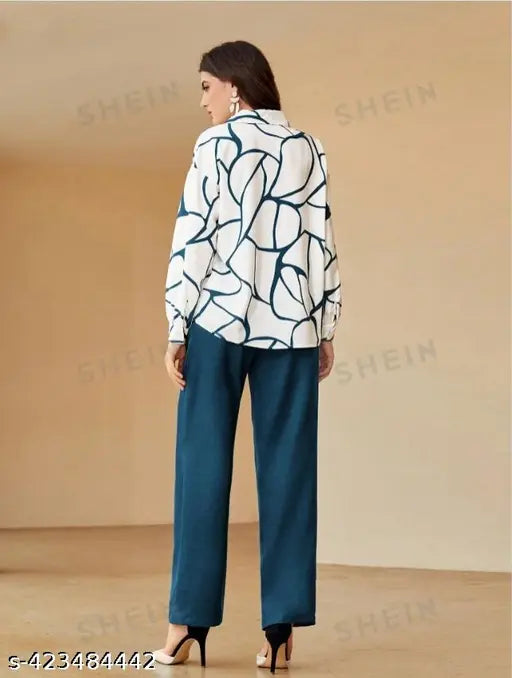 Cotton blend printed net Urbane Glamorous jumpsuit for women, long sleeves, size N