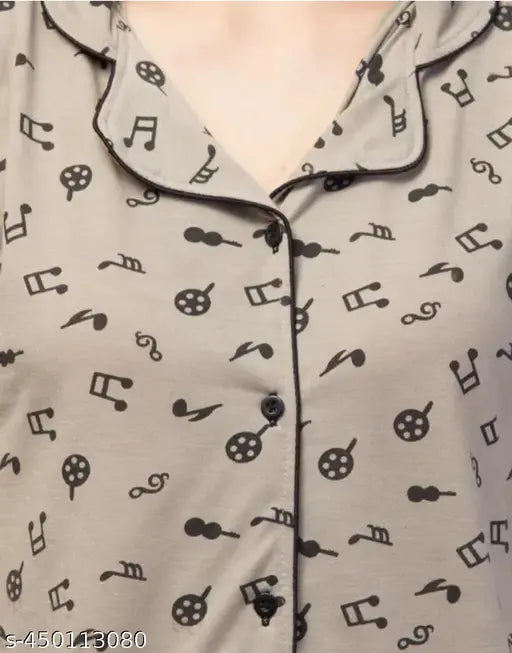 Comfortable cotton nightsuit with flowing design, ideal for women's summer night wear and relaxation at home. Made in India