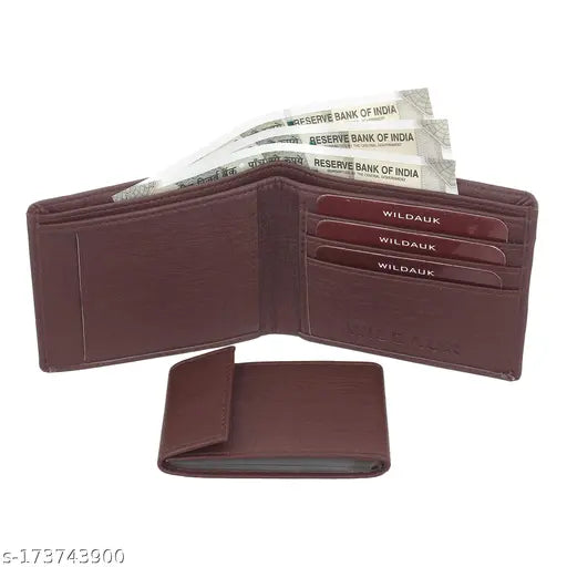 Brown PU leather men's album wallet, 11 card slots, compact size, solid design, durable and portable