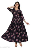 Black rayon flared kameez with flair sleeves