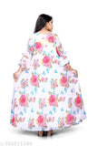 Cotton blend printed party wear gown for 12-year-old girls with dupatta, Indian kids' formal attire on display