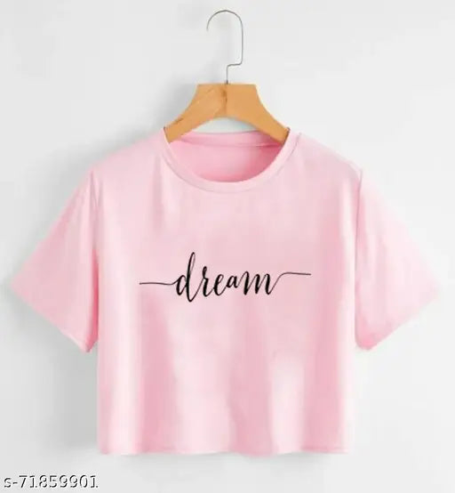 Premium cotton blend crop top, printed net pattern, short sleeves, women's fashion from AADITRIE FASHIONS - India