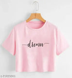 Premium cotton blend crop top, printed net pattern, short sleeves, women's fashion from AADITRIE FASHIONS - India