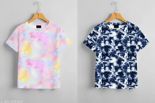 Women's graphic t-shirt, black and white tie dye print, short sleeves