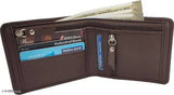 Brown faux leather casual wallet, 3 compartments, 3 card slots, 1 zip coin pocket, free size (10cm x 2cm)