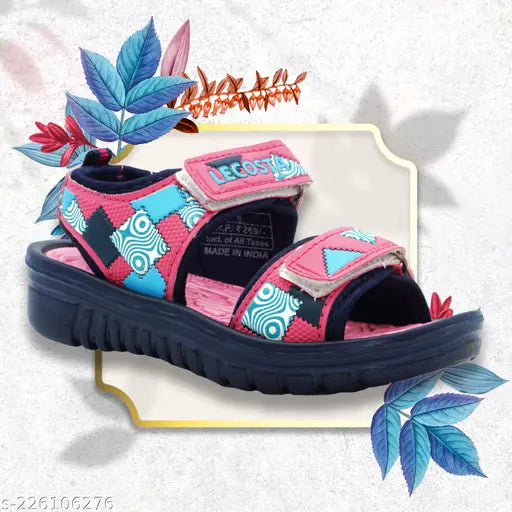 Limited edition navy blue/pink/green patent leather Green Comfort kids' hiker sandals with velcro fastening