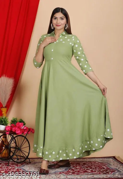 Green printed viscose rayon day-to-night kurta, comfortable and stylish for casual wear