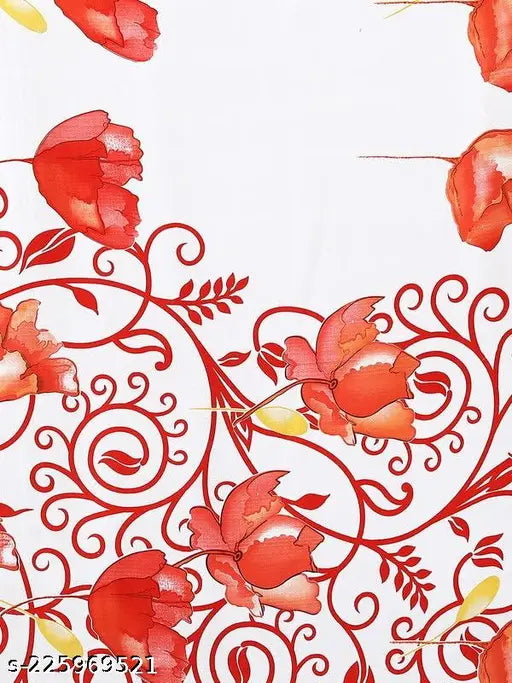 Red and white floral pattern saree