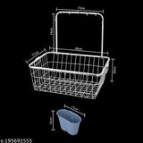 Stainless steel dish drainer basket, kitchen rack, 53x43x23 cm