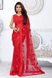 Embellished net saree with separate blouse piece, soft and flowy, Indian fashion accessory