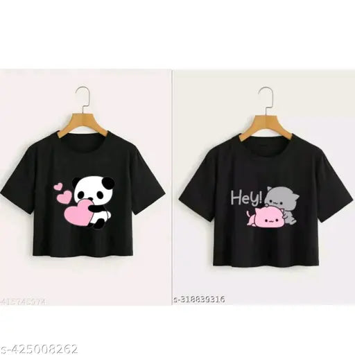 Cotton blend printed crop top & t-shirt for girls and women. Versatile, stylish wardrobe essentials with premium fabric, ideal for denim jeans and sneakers