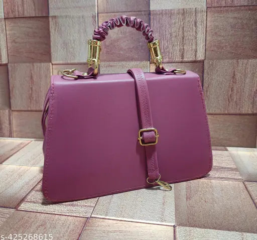 Purple leather cross-body sling bag, large