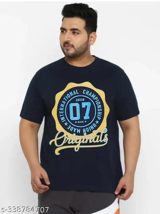 Plus size casual round neck printed cotton t-shirts, featuring varying sizes from XXXL to 7XL for men