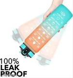 Multicolor unbreakable silicone water bottle, motivational time marker, BPA free, durable for office or gym use, includes detoxing eBook