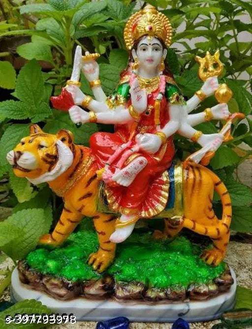Marble Durga Mata Idol for Mandir Pooja or home decor, 9cmx5cmx13cm, Indian origin