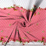 Pink dot, glace cotton, fitted double king bed sheet with 2 pillow covers. Breathable, wrinkle-free, high-quality printed design perfect for home decor." (107 characters)