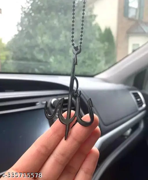 Adjustable black metal ball chain Islamic Allah pendant style car rearview mirror, high-quality plastic material