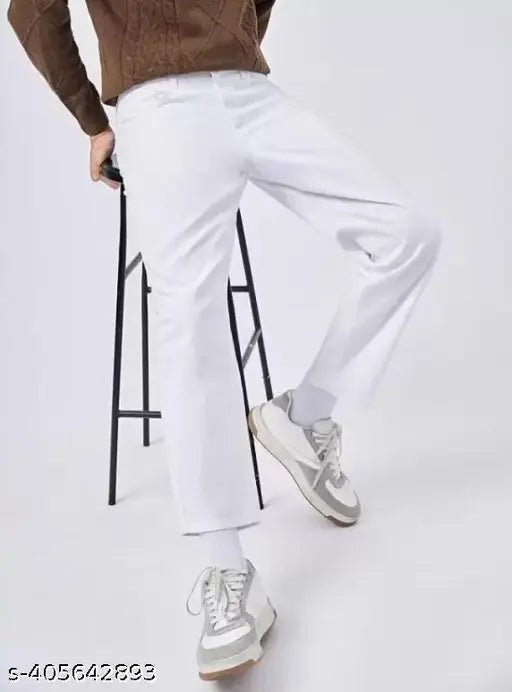 Denim white jeans, classic and versatile fit for any occasion. Perfect for men's fashion and casual wear