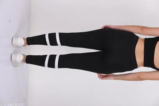 Striped Lycra ladies jeggings, checkered pattern for women's casual wear, available in sizes L, XL, XXL, and Free Size. Made in India