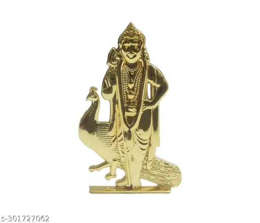 Murugar Steel god idol, metallic Indian temple deity figure