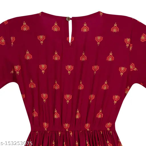 Rayon printed kurti, long sleeves, colorful pattern for teens, 11-16 years old, Indian origin