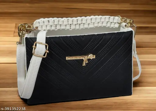 Black Vinsage trendy sling bag with adjustable strap for girls and women