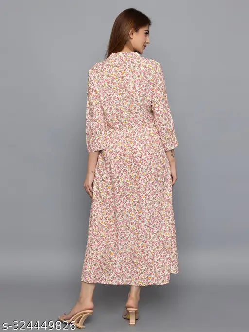 Printed kameez, floral pattern, short sleeves