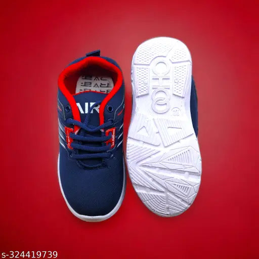 Teen casual shoe, blue with white sole, trendy lace design