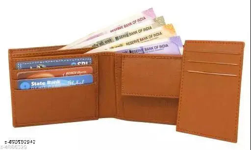 Brown two-fold leather men's wallet with textured pattern, compact design, and 2 SIM pockets. Perfect gifting solution for various occasions like Diwali, birthdays, weddings, etc. Handcrafted in India