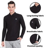 Lycra half zip polo t-shirt for men in classic color, Indian origin
