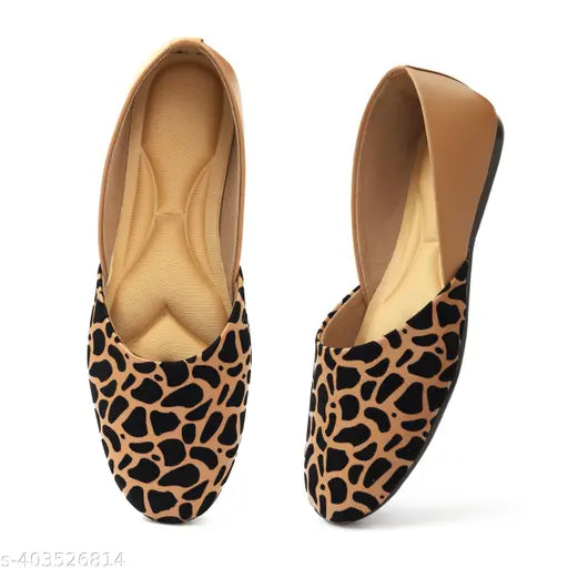 Synthetic tiger print ballerinas in sizes IND-3 to IND-9, Indian origin
