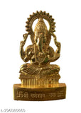 Golden Ganesh idol, brass finish, 11 cm height