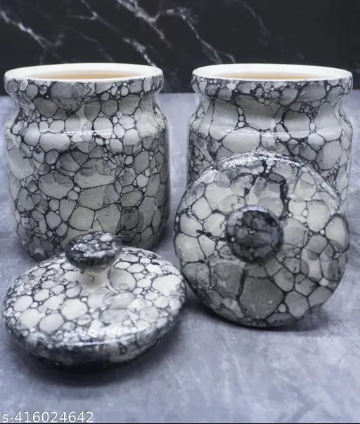 Grey stoneware pickle jar set with lid, for long-lasting kitchen storage and decor