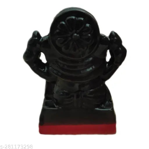 Black ceramic Ganesh idol, 8cm x 12.5cm x 6cm, decorative lord ganesh for pooja room or gift