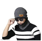 Striped wool beanie, analog watch, sun-protected sunglasses for men and boys - Our Best Winter Season headcap & scarf set from India