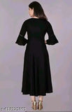 Black anarkali dress with ruffle sleeves