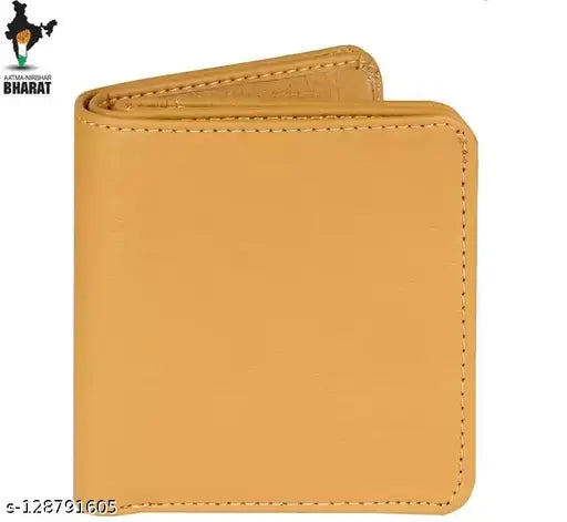 Cream PU Classic World wallet for men - slim, stylish, functional bi-fold design with 7 card slots, 2 currency compartments, and coin pocket