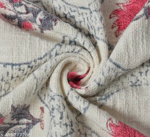 Colorful handwoven throw blanket, cotton material, block printed design