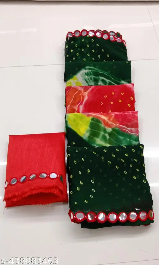Latest trendy printed saree in sibori technique, soft georgette material for party wear, fashionable daily wear saree
