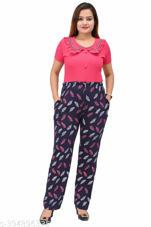 Pink floral high-waisted lower pyjamas